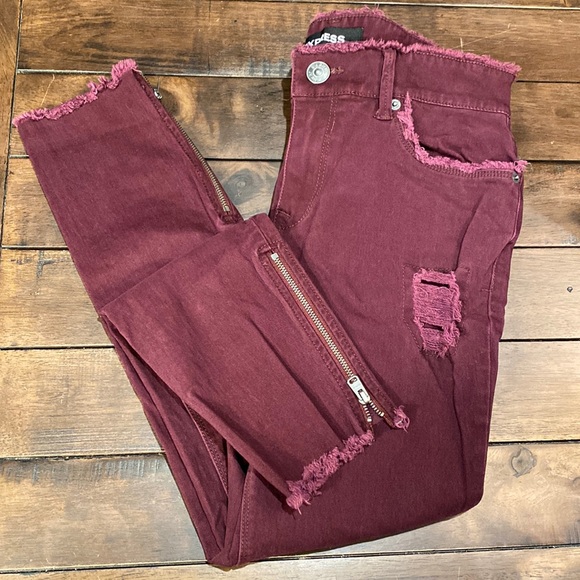 Express Jeans Euc Purple Express Skinny Jeans With Zipper Hem Poshmark